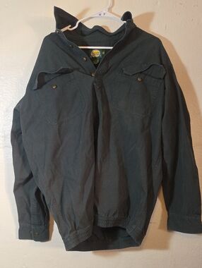 Cabela's Shirt Mens XL Pullover Henley Twill Long Sleeve Green Hunting Y2K